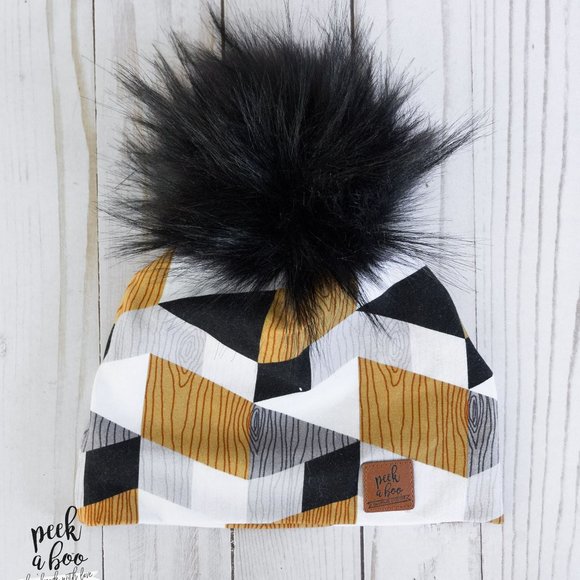 3 FOR 20 Peekaboo Homemade Removable Pompon Wood Scandinave 3 Season Toque - Picture 1 of 1